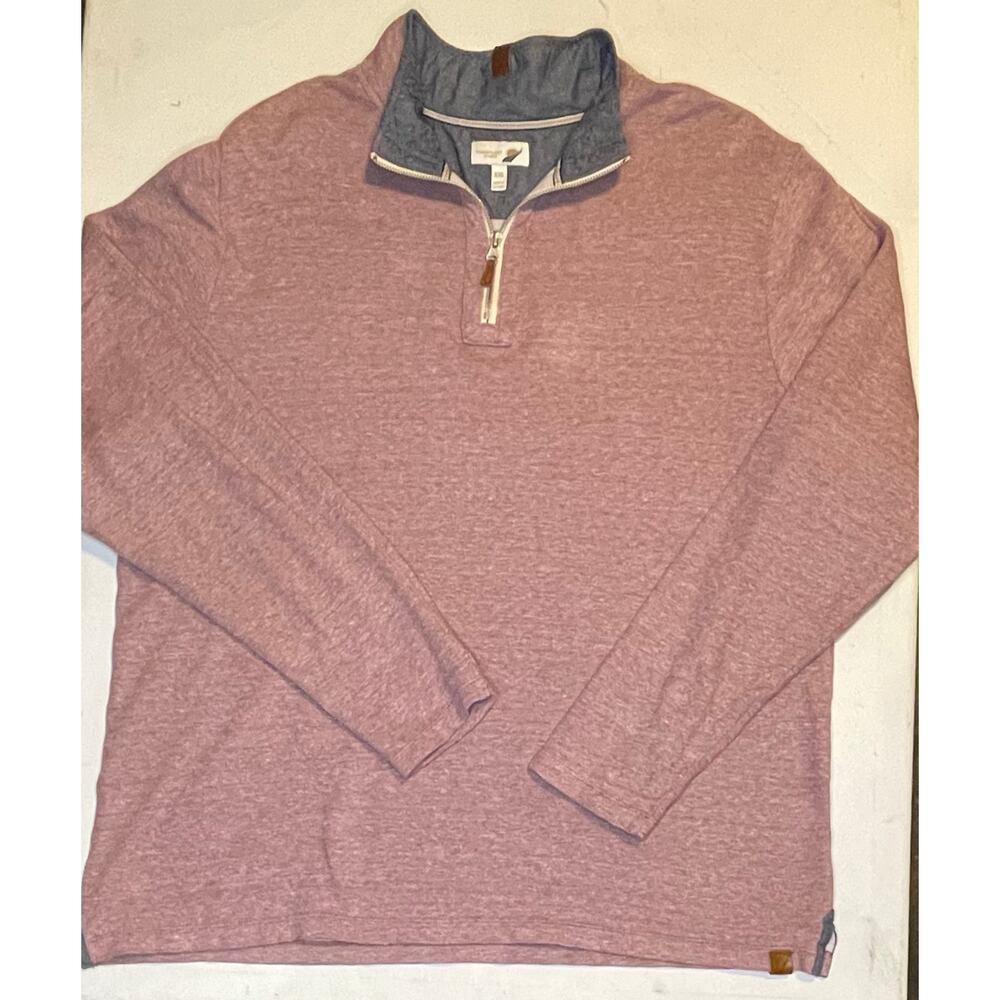 Fundamental Coast Maroon Quarter Zip Pullover XXL Men’s Linen Blend EUC Coastal